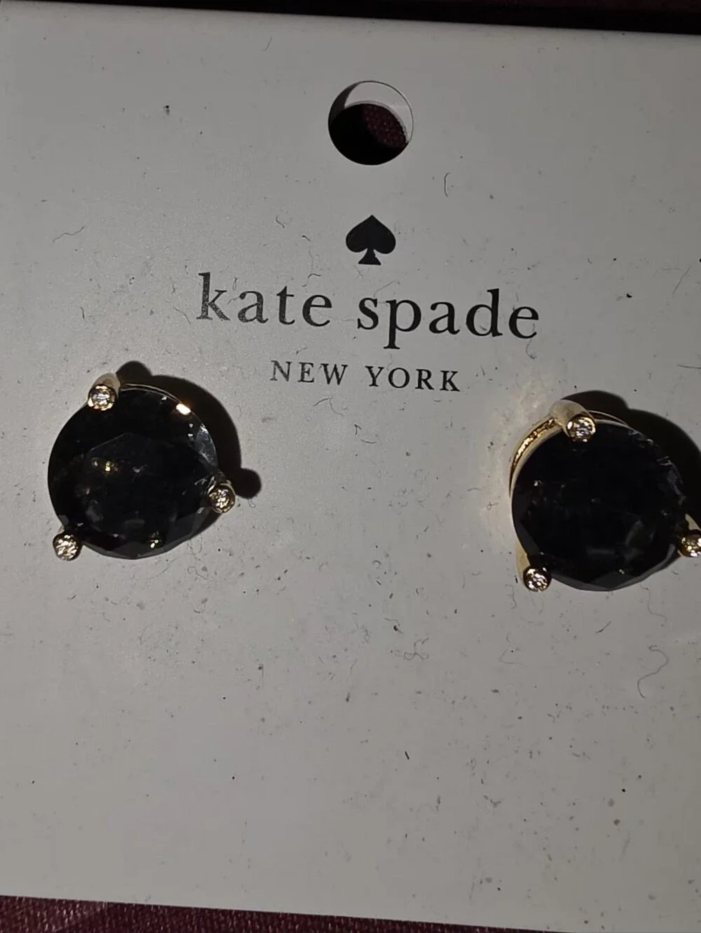 NWT KATE SPADE Black Diamond Crystal 14kt Gold Fill Stud Gumdrops earrings